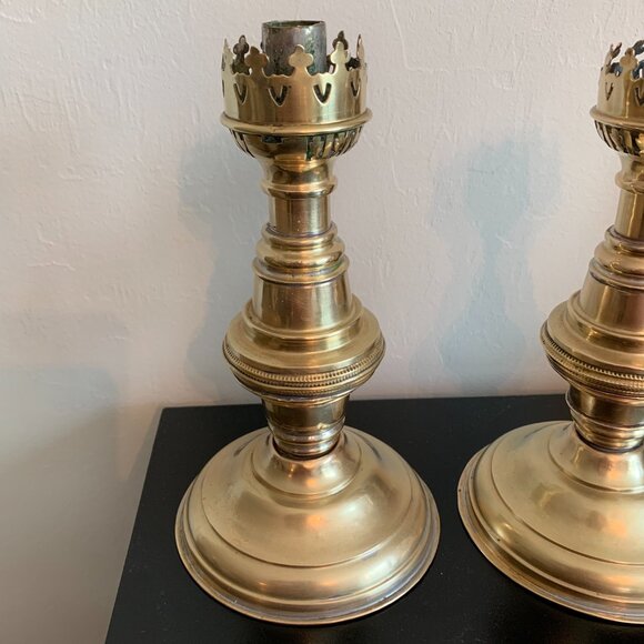 Vintage Brass Castlecore Victorian 10" Candlestick Holders Made in England - Picture 3 of 5